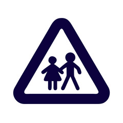 School Zone Caution Sign Icon Design
