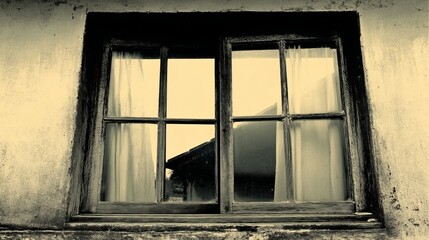 Vintage-style photo of an old window with rustic aesthetic. 