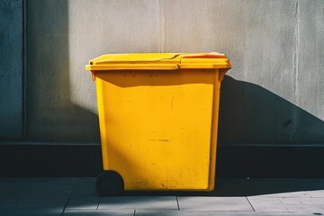 yellow garbage bin trash container