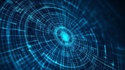 Digital Concentric Circles Create a Mesmerizing Visual Effect Representing Technology and Data Flow in a Futuristic Design