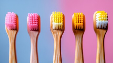 Colorful bamboo toothbrushes