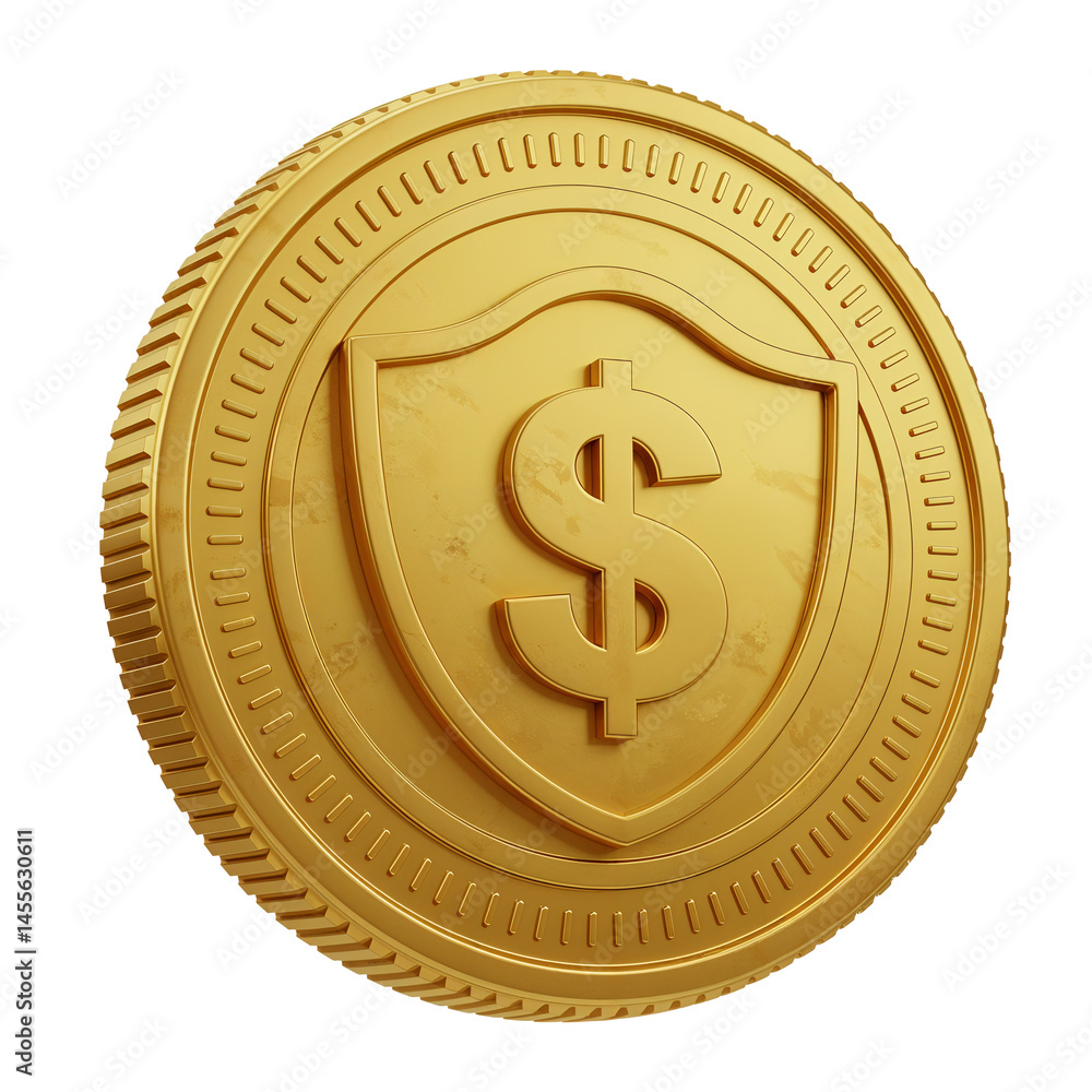 Poster 3d coin with dollar image on white background . generative ai