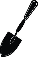 garden trowel with soil on white background  