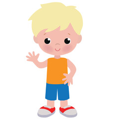 Cute little boy vector cartoon illustration