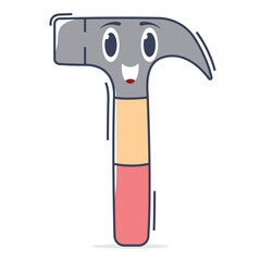 Kawaii Hammer Character Vector with Cute Face and Soft Style, Perfect for Tool Illustrations, DIY Designs, Fun Construction Projects, and Cheerful Visual Content.