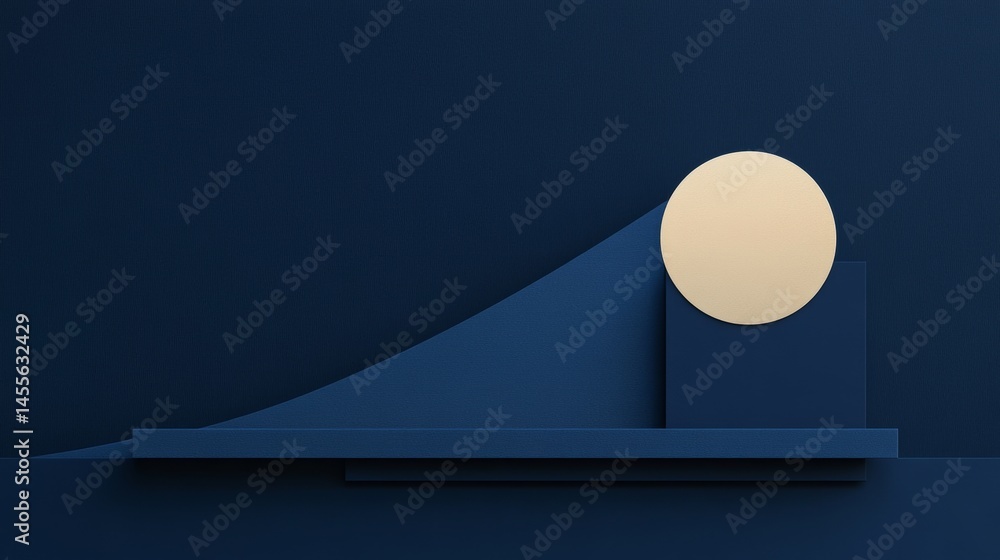 Poster abstract composition featuring circular and geometric shapes on a dark background with minimalist de