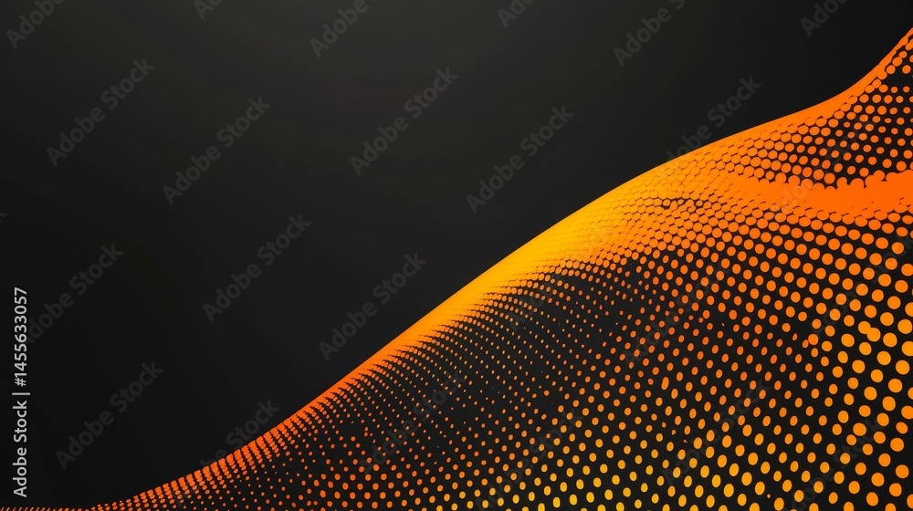Poster dynamic orange wave pattern with black background showcasing modern design in abstract art, perfect 
