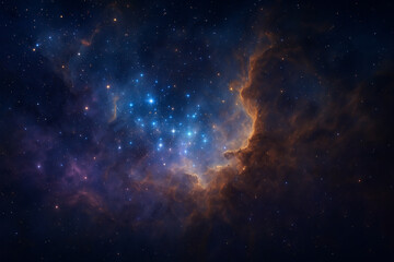 Obraz premium Stunning Nebula with Stars and Cosmic Clouds in Deep Space