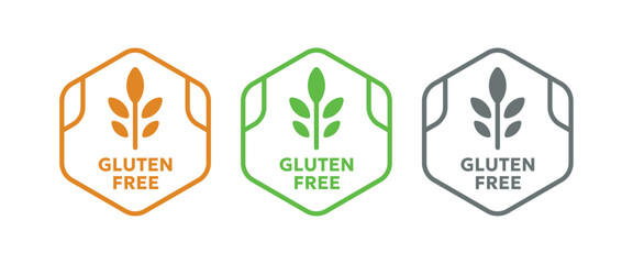 orange gluten free logo in hexagon. green gluten free. gluten free concept