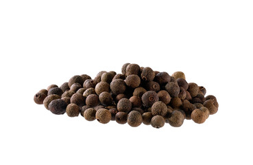 Pile allspice or Jamaican pepper isolated on white background.