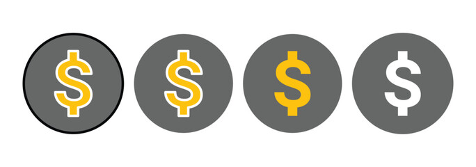 American dollar currency icon set. Dollar sign. Usd vector icon. 
