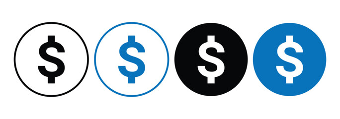American dollar currency icon set. Dollar sign. Usd vector icon. 