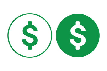 Dollar money icon. Us dollar symbol. Money coin isolated. Dollar saving coin icon vector. Green Dollar currency sign icon vector Illustration.