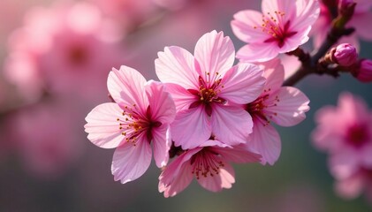 Vibrant full bloom sakura, overlapping petals, lush branch detail, background, branch, lush