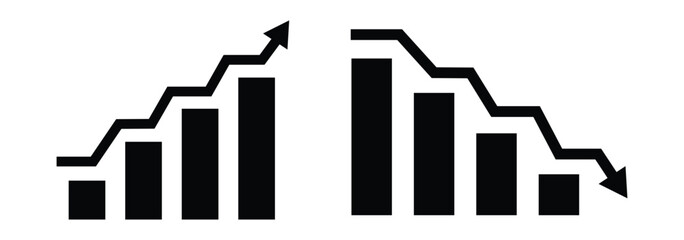 Growing graph Icon vector illustration. Profit growing arrow icons. Chart increase, decrease profit. Growth success arrow icon.