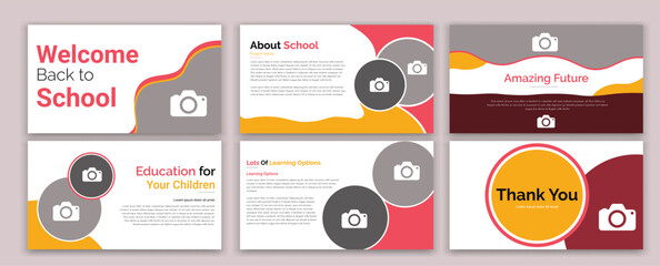 Education back to school Center Presentation slides template design. Use for modern keynote presentation background, brochure design, website slider, landing page, annual report,