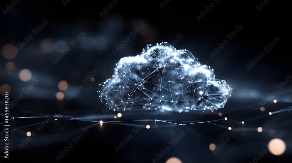 Poster cloud computing hologram represents the next stage of digital transformation data management solutio