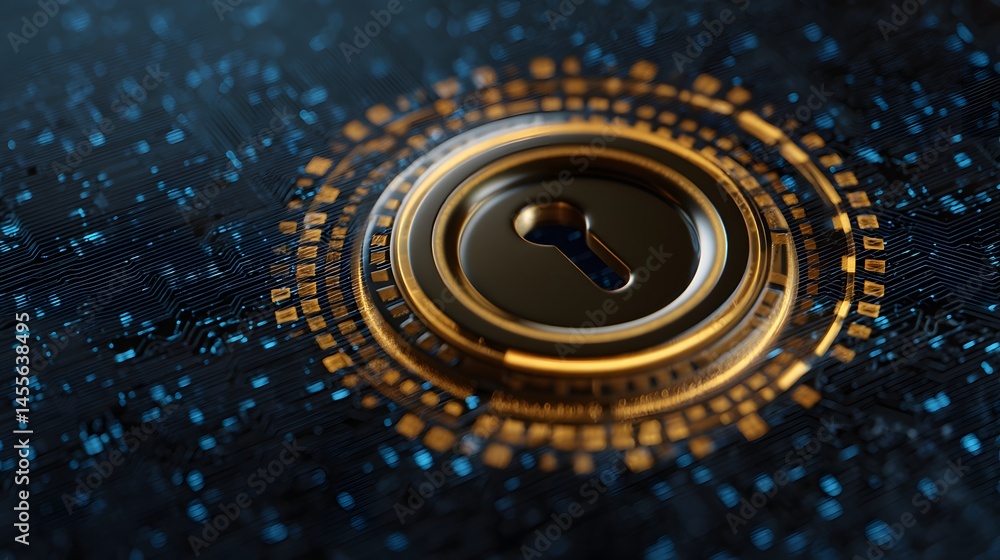 Poster digital padlock securing network connectivity a concept depicting cyber safety and data protection f