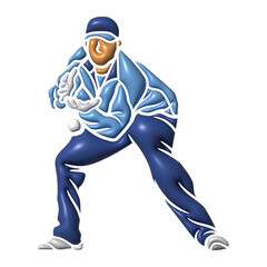 Naklejka premium Cricket Batsman and Bowler Silhouette Elements With 3d Style