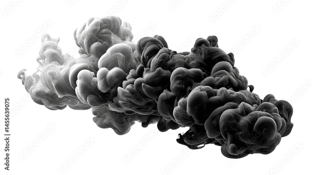 Poster ink abstract: abstract artistic representation of ink plumes, creating a dramatic and captivating vi