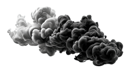 Ink Abstract: Abstract artistic representation of ink plumes, creating a dramatic and captivating visual effect in contrasting black and gray tones.
