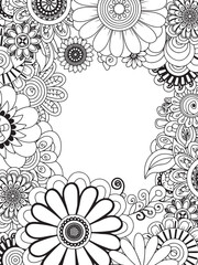 Floral Hand Drawn Zentangle Inspired Vertical Frame