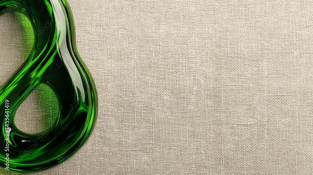 Poster A close-up of a glossy green letter B glimmers against a textured ivory background, emphasizing its design and creating a modern visual effect