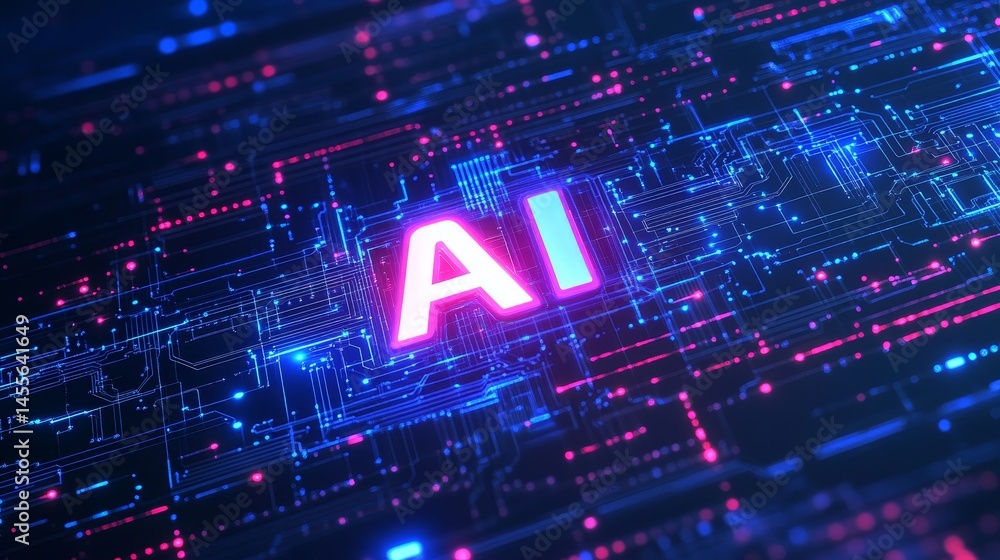 Aufkleber vibrant digital representation of ai with glowing circuits in a futuristic design showcasing technol