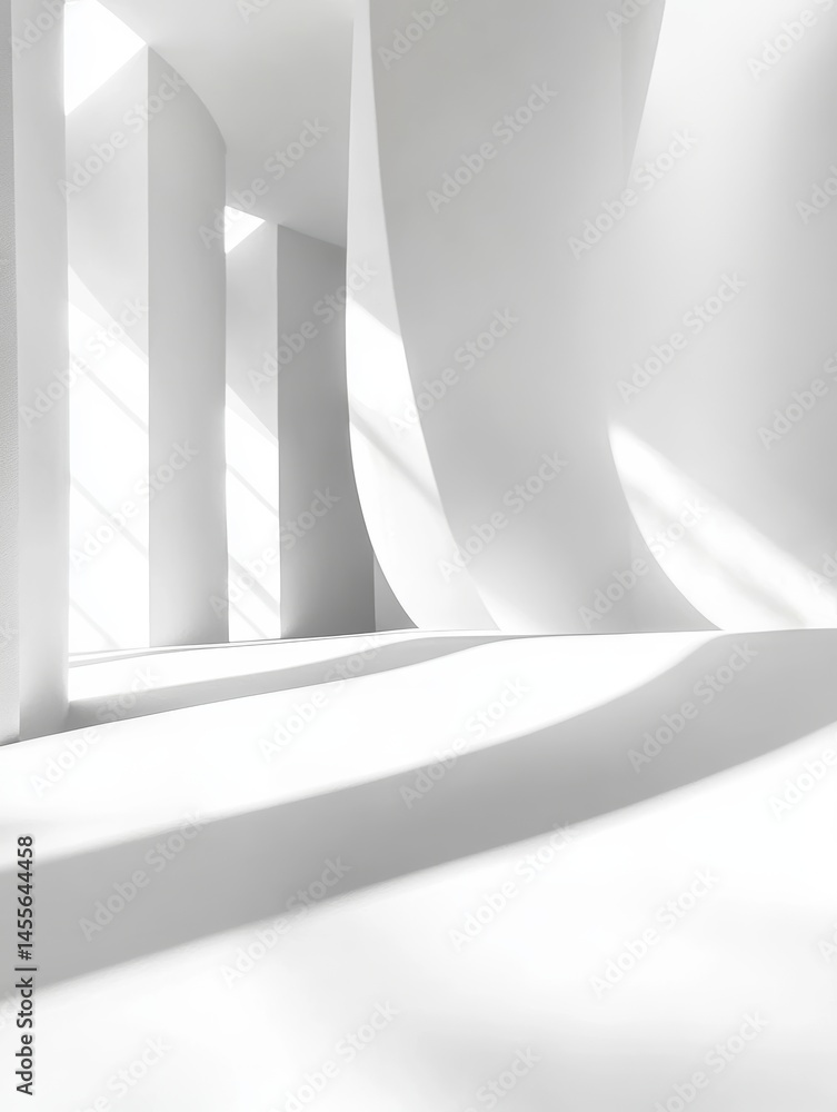 Aufkleber bright and minimal interior space showcasing curved walls and soft light, creating an inviting and s