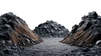 Rocky Path in the Mountain: A stark scene of a path winding through barren mountains, showcasing a raw, untouched natural landscape that evokes a sense of solitude and exploration.