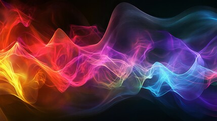 Obraz premium Vibrant Abstract Waves of Color Create a Dynamic Visual Display Resembling Energy Flows in a Dark Background During a Creative Digital Art Session
