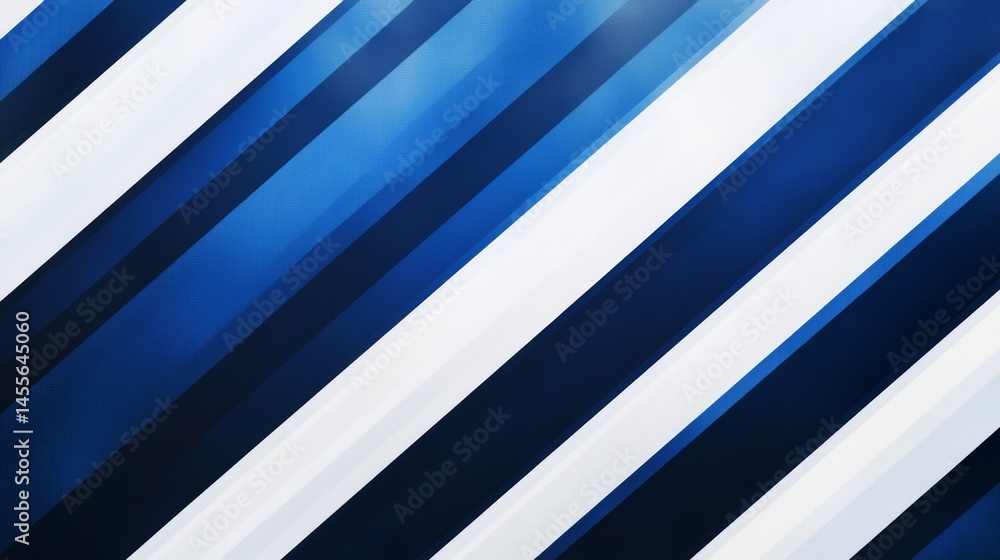 Poster striking geometric patterns of blue and white lines creating dynamic visual depth in an abstract des
