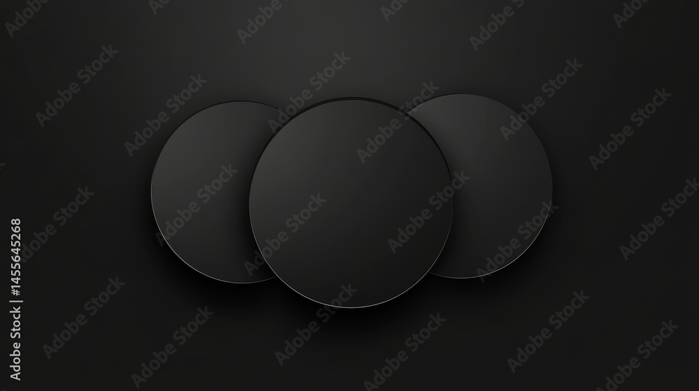 Poster circular black objects arranged on a dark surface creating a minimalist artistic display for modern 