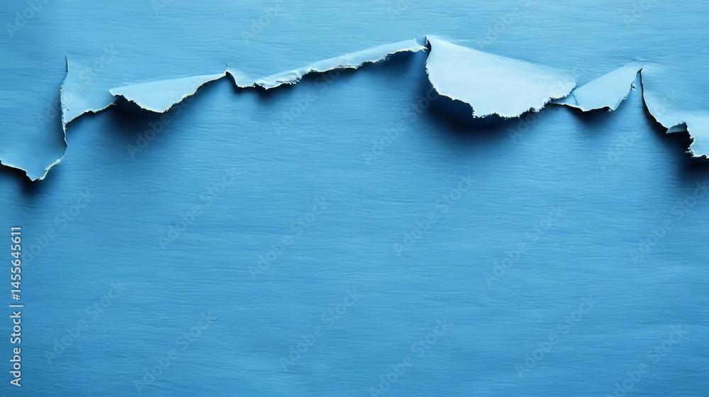 Poster crumpled blue paper texture with shadows creating depth and visual interest for backgrounds and crea