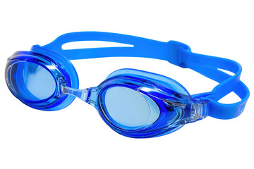 Blue Swimming Goggles with Clear Lenses on Transparent Background