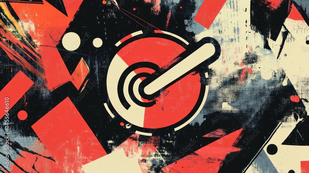 Poster dynamic abstraction, a bold composition of geometric shapes and textures