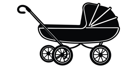 baby stroller icon silhouette minimal design vector illustration