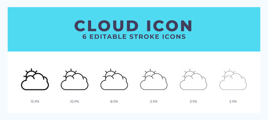 Cloud icon with different stroke. Vector illustration.