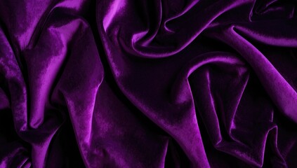 Obraz premium Luxurious Velvet Fabric in a Deep Purple Shade with Elegant Folds and Light Reflections.