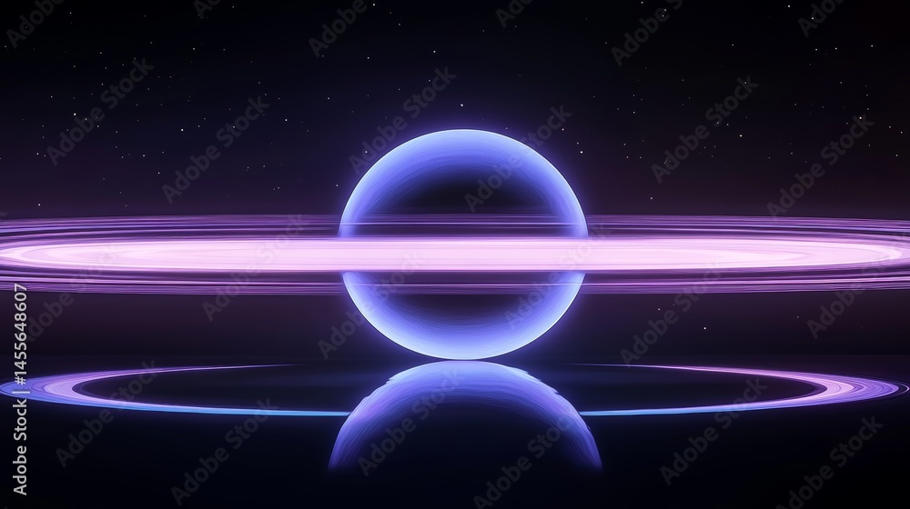 Poster colorful digital abstract design featuring a circle and a gradient line set against a black backgrou