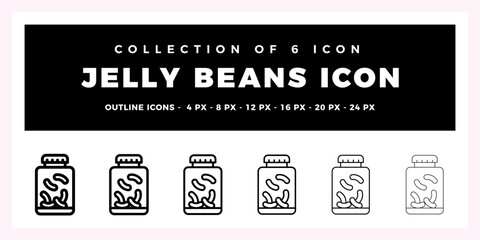 Jelly Beans Icon Collection. Sweet Treats in a Jar