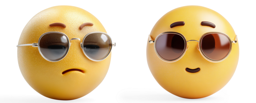 3D Emoji with Sunglasses Smiling on a Transparent Background