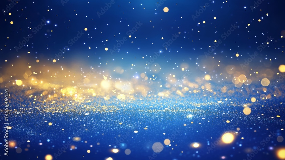 Aufkleber golden and blue shimmering particles create an enchanting wave effect in a cosmic backdrop