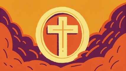 Obraz premium Christian cross illustration religious symbol church graphic design art