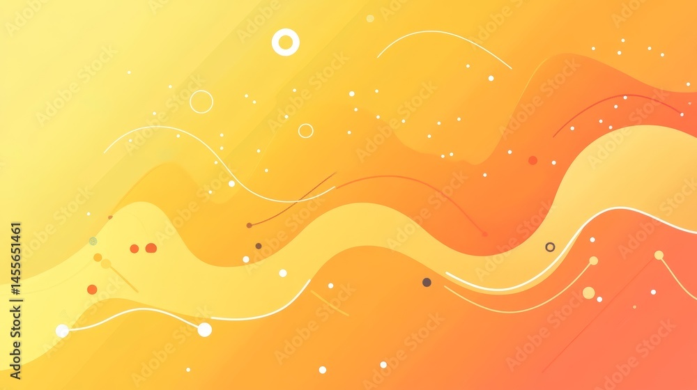 Aufkleber bright orange abstract design with flowing curves and spheres creating a vibrant, energetic composit