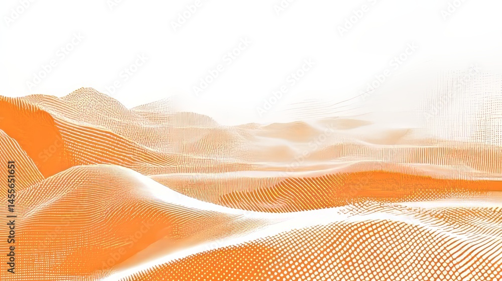 Poster vibrant abstract landscape with dynamic orange and white patterns reflecting natural terrain and tex