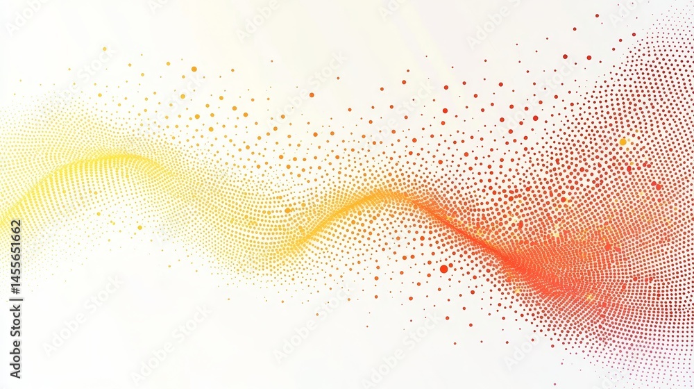 Poster dynamic orange abstract design with scattered dots creating a sense of motion against a white backgr