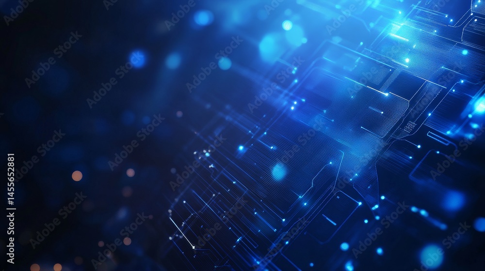 Aufkleber Visual Representation of Digital Data Flowing Through a Futuristic Network in a Vibrant Blue and Orange Color Scheme