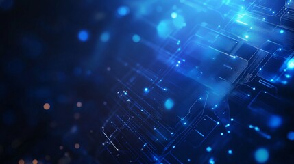 Obraz premium Visual Representation of Digital Data Flowing Through a Futuristic Network in a Vibrant Blue and Orange Color Scheme