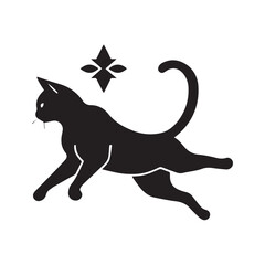 Minimalist cats drawing set. Cat doodles in abstract hand drawn style, black and white line art vector illustration